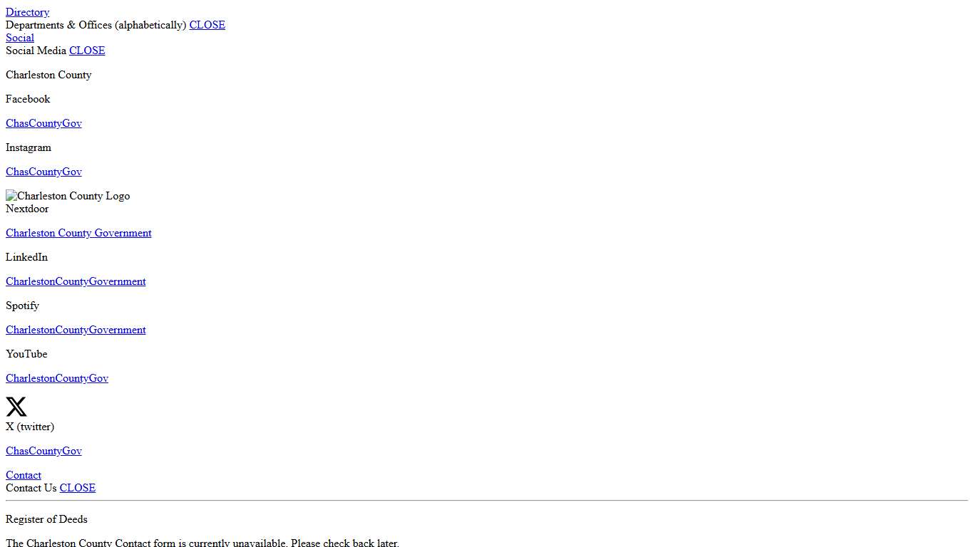 Deed, Mortgage or Miscellaneous Document Name/Date Search: Register of Deeds Office | Charleston County Government